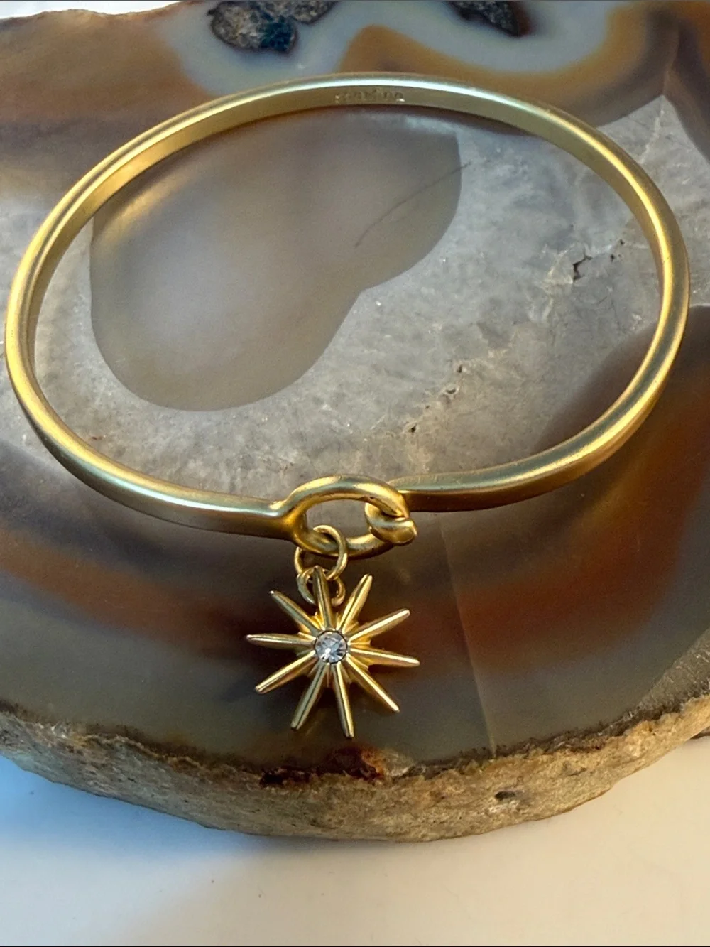Spartina Gold Starburst Charm Bangle Bracelet - 6.5” Guc